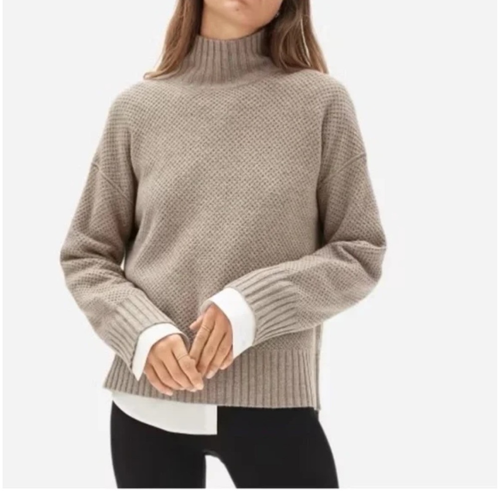 Everlane Oversized Rollneck Waffle Sweater in (re)cashmere